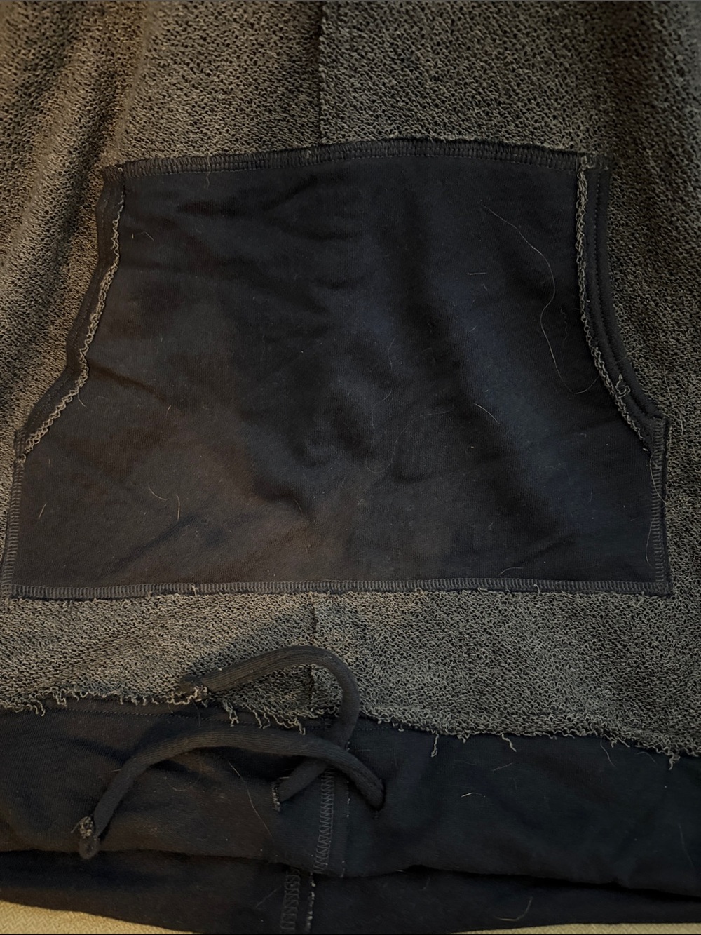 Free People Two-Tone Navy V-Neck Hooded Pullover - Picture 4 of 5